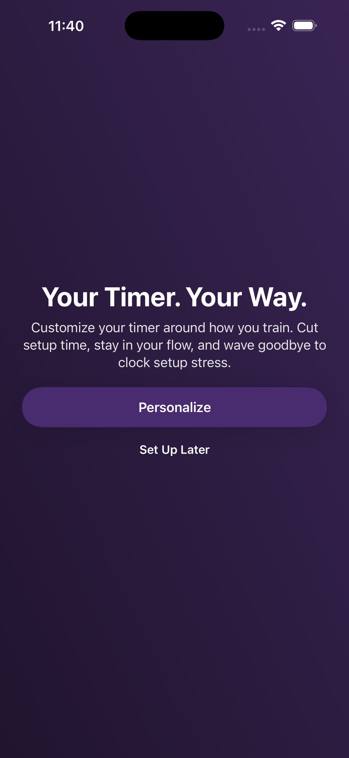 Schermata introduttiva Il tuo timer a modo tuo