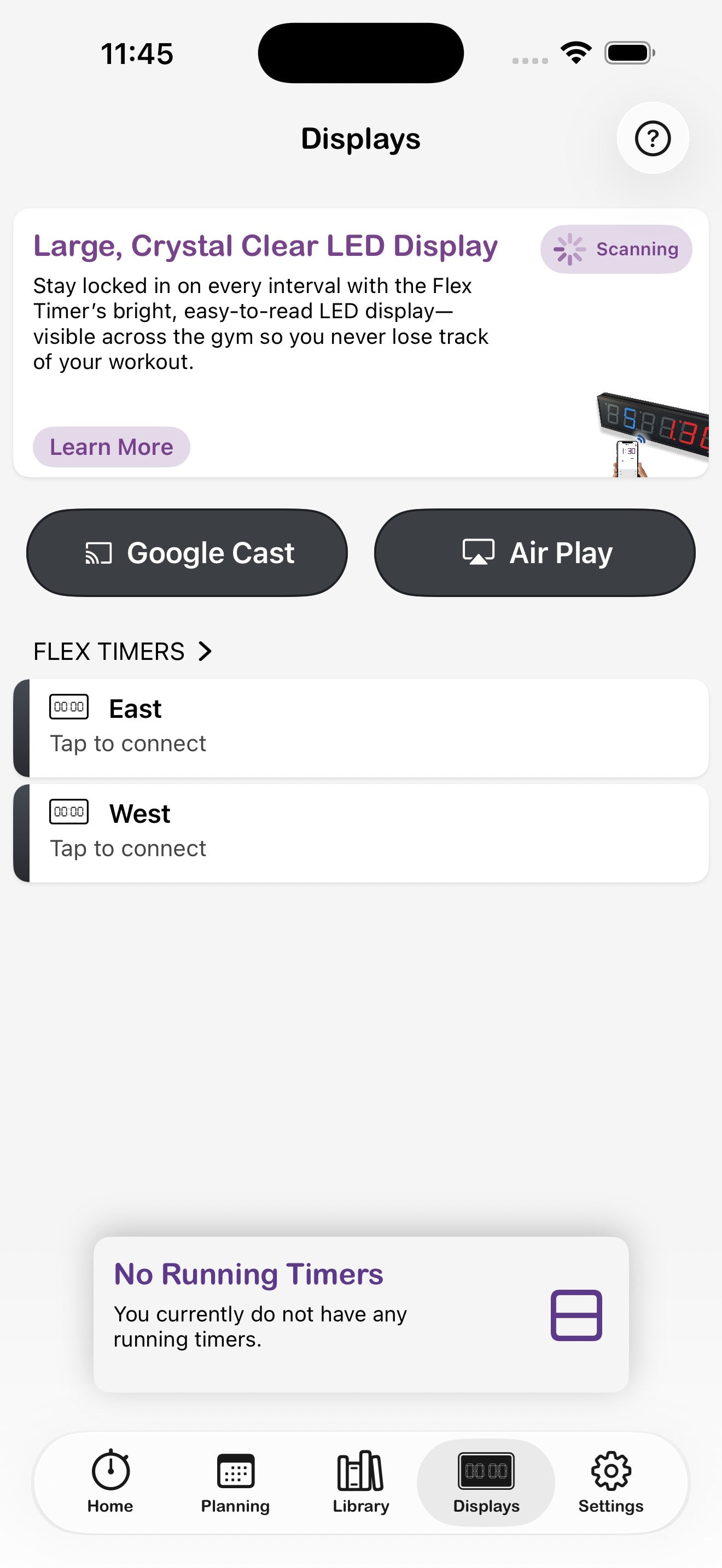 Scheda Display con l'elenco dei Flex Timer Est e Ovest