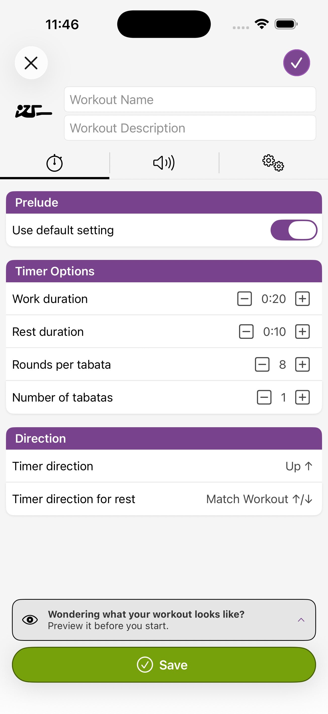 Pannello Modifica dettagli per nominare e descrivere un timer