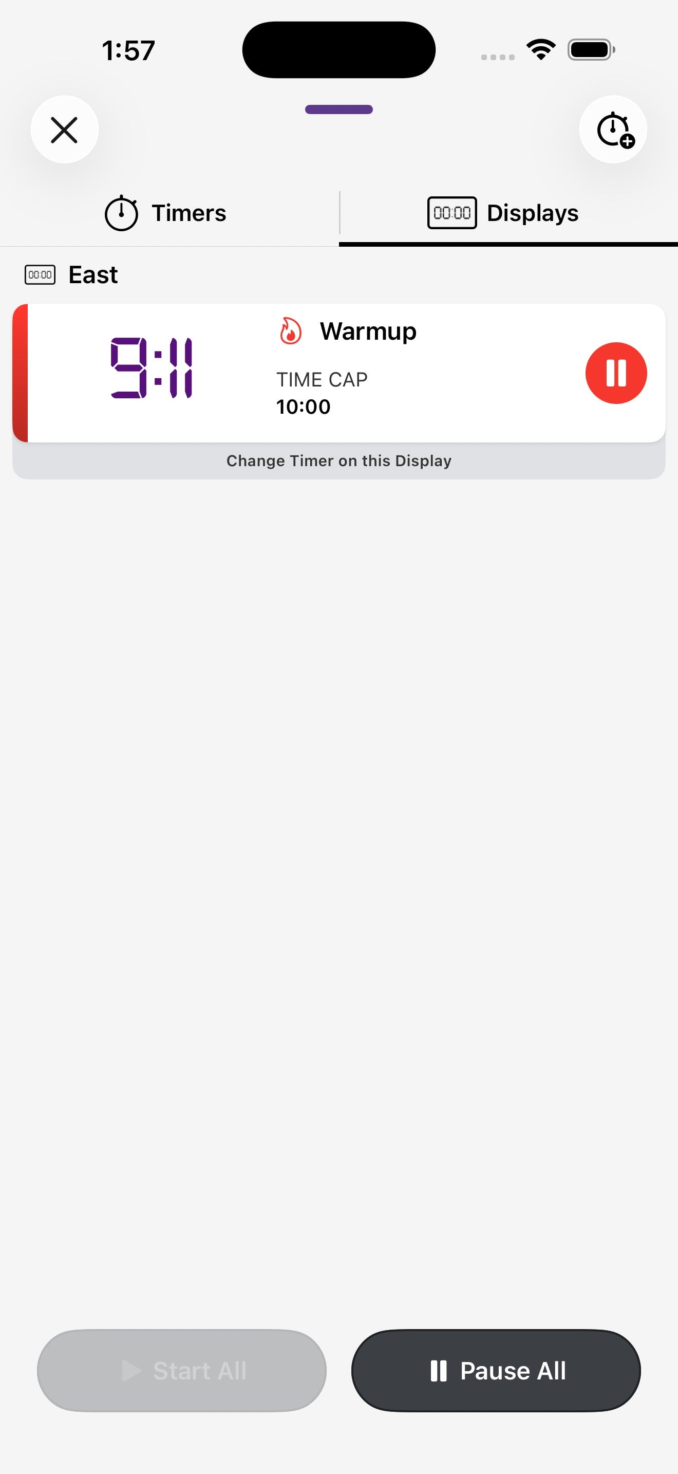 Timer attivi che mostra la vista combinata